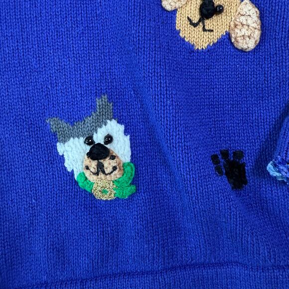 Vintage Jack B. Quick Blue Puppy Dog Applique V-Neck Cardigan Size Small - Picture 7 of 14